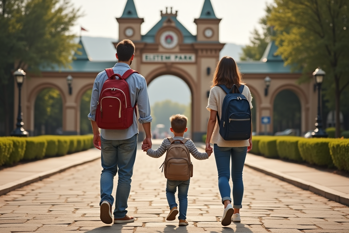 Famille marchant vers l