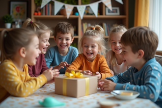 Enfants surpris lors d'une fête d'anniversaire