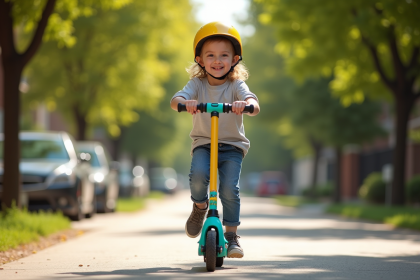 Trottinette électrique pour enfant de 10 ans en pleine utilisation