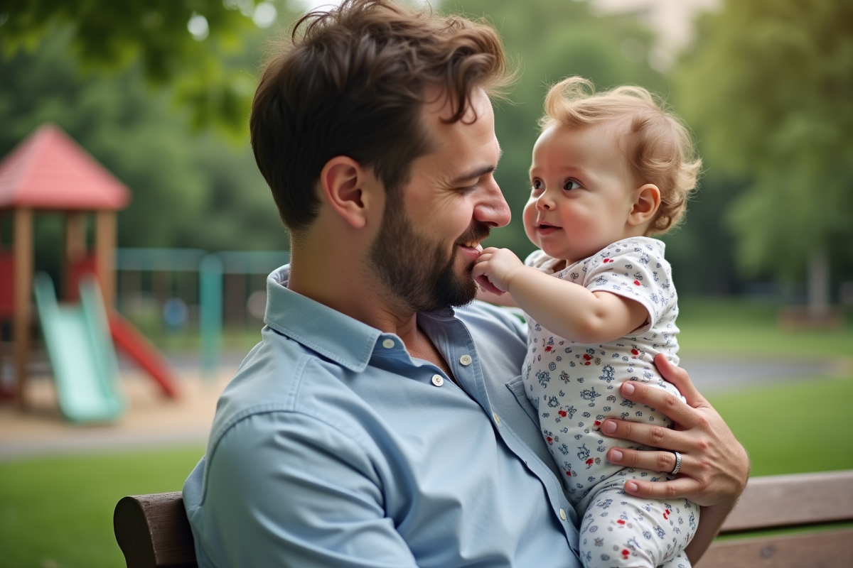 Papa jouant avec sa fille dans un parc en plein air