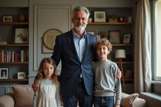 Portrait de famille dans un appartement parisien élégant